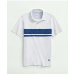 Chest Stripe Polo Shirt In Peached Cotton