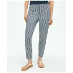 Gingham Side-Zip Pant In Bi-Stretch Cotton Twill
