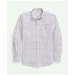 Stretch Cotton Non-Iron Oxford Polo Button Down Collar, Double Windowpane Shirt