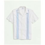 Cotton Short Sleeve Camp Collar Shirt In Seersucker Stripe