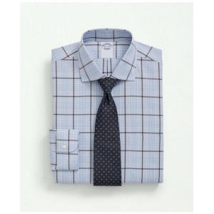 Big & Tall Stretch Supima Cotton Non-Iron Pinpoint English Collar, Glen Plaid Dress Shirt