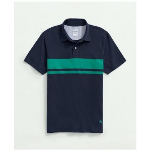 Chest Stripe Polo Shirt In Peached Cotton