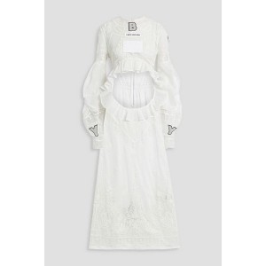 Appliqued cutout cotton-voile and crocheted lace maxi dress