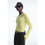 RIB-KNIT LONG-SLEEVED TOP