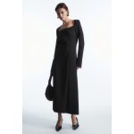 SQUARE-NECK SCUBA MIDI DRESS