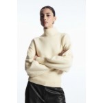 FUNNEL-NECK WAISTED WOOL SWEATER
