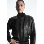 OVERSIZED APPLIQUEED LEATHER BOMBER JACKET