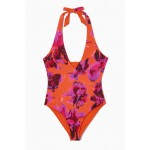 REVERSIBLE PRINTED PLUNGE SWIMSUIT