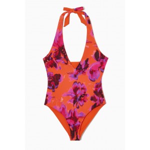 REVERSIBLE PRINTED PLUNGE SWIMSUIT