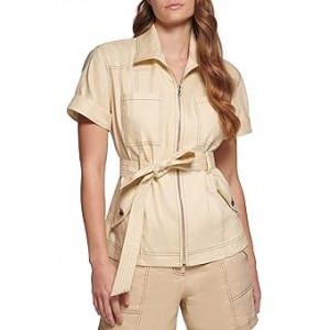 Short Sleeve Belted w/ Top Stitch Wheat