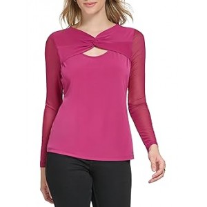 Long Sleeve with Mesh Knot Detail Mulberry