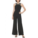 Jumpsuit with Beaded Neck Detail Black