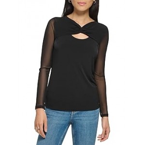 Long Sleeve with Mesh Knot Detail Black