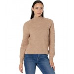 Rib Mock Neck with Cable Sleeve Cafe Ole