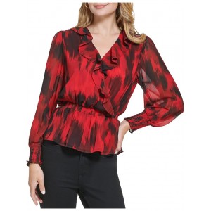 Faux Wrap with Ruffle Rouge/Black