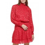 Long Sleeve High Collar Dress Rouge