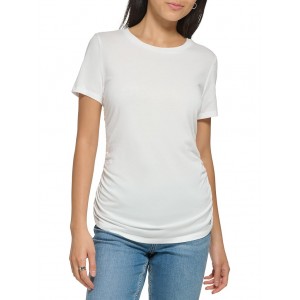 Short Sleeve Ruched Side Tee Soft White