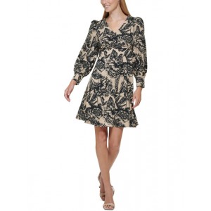 womens printed knee fit & flare dress