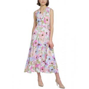 womens floral sleeveless wrap dress
