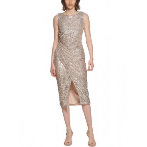 womens ruched sequined midi dress