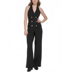 womens halter double-breasted jumpsuit