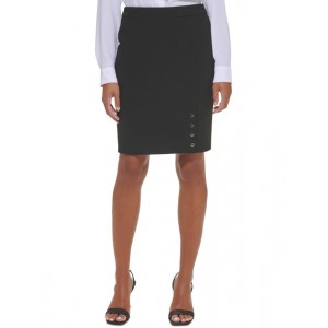 womens snap detail knee length midi skirt
