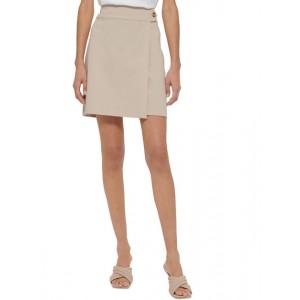 petites womens faux wrap midi pencil skirt