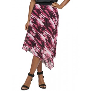 womens pleated print asymmetrical skirt
