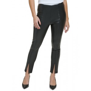 womens faux leather mid-rise ankle pants