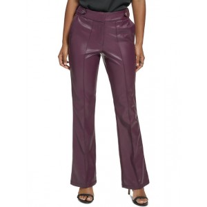 womens faux leather high rise flared pants