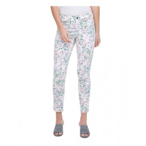 womens floral print mid-rise skinny pants