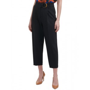womens straight leg belted cropped pants