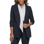 womens ruched business open-front blazer