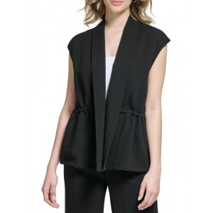 womens shawl collar sleeveless open-front blazer