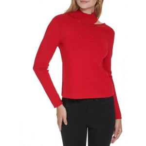 womens sequined mock neck pullover sweater