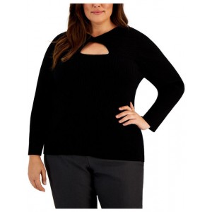 plus womens ribbed twist neck pullover sweater