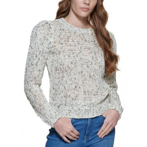 womens speckled pullover crewneck sweater
