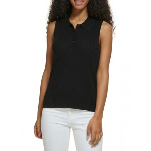 womens ribbed polo tank top sweater