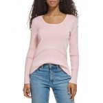 womens ribbed scoop neck pullover sweater