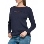womens cutout ribbed knit pullover sweater