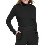 womens ribbed knit corset seamed mock turtleneck sweater