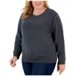 womens ribbed trim knit crewneck sweater