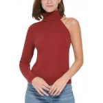 womens ribbed one sleeve turtleneck top