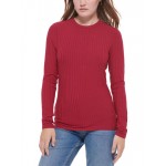 womens ribbed crewneck pullover top