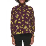 petites womens causal floral pullover top