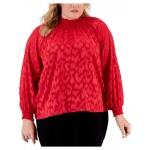 plus womens textured smocked pullover top