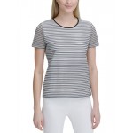womens sheer striped pullover top
