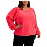 plus womens smocked puff sleeve blouse