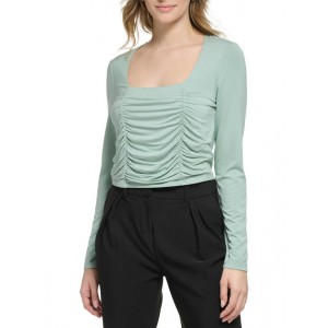 womens ruched crop blouse