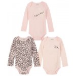 Baby Girls Logo Print and Stripe Long Sleeve Bodysuits Pack of 3